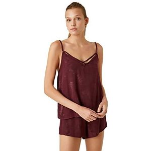 Koton Satijn Thin Strappy Top Tanktop voor dames, Wijn (492), 42