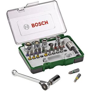 Bosch 27-delige schroefbit- en ratelschroevendraaierset (PH-, PZ-, zeskant-, T-, TH-, S-bit, accessoires boormachine en schroevendraaier)