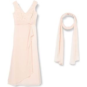 Gina Bacconi Dames zachte stretch crêpe en satijnen maxi jurk cocktail, roze, 8, roze, 34