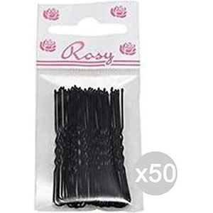 Sabrina Set 50 Rosy 40 Invis cm 6 Zwart 377 Haaraccessoires Vorken, Multi kleuren, One Size
