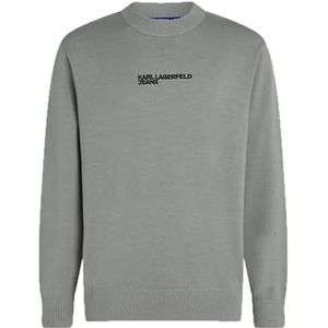Karl Lagerfeld Jeans, Heren, Logo Gebreide Trui, Regular Fit, Grijs, XS