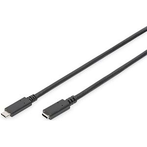 DIGITUS USB 2.0 verlengkabel - 2.0 m - USB C (St) naar USB C (Bu) - 480 Mbit/s - Type-C kabel - zwart