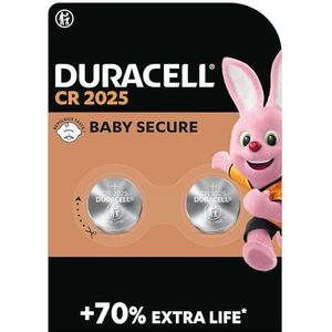 Duracell Specialty 2025 lithium-knoopcel 3 V, verpakking van 2 (CR2025/DL2025) ontworpen voor gebruik in sleutelhangers, weegschalen, Wearables en medische apparaten.