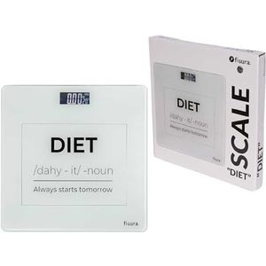 Fisura - Digitale weegschaal voor de badkamer ""diet"". Glazen personenweegschaal. Elektronische weegschaal tot 180 kg met 50 gr nauwkeurigheid, Step-On technologie. 30 x 30 cm