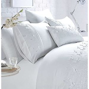 Belle Maison Papillion Witte Luxe Geborduurde Vlinder Super King Size Dekbedovertrek Set