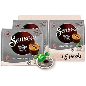 Senseo® Pads type Italiaanse stijl - koffie met donkere roostering - RA gecertificeerd - 5 verpakkingen x 16 koffiepads