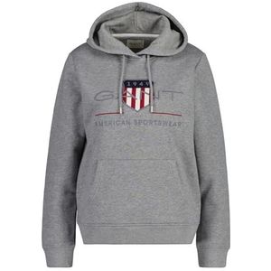 GANT Dames Rel Archive Shield Hoodie Hoodie, gemengd grijs, 3XL