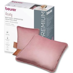 Beurer - HK 77 Heaty Velvet - Draadloos Warmtekussen - Blush Rose - XL verwarmd oppervlak - 45x45 cm