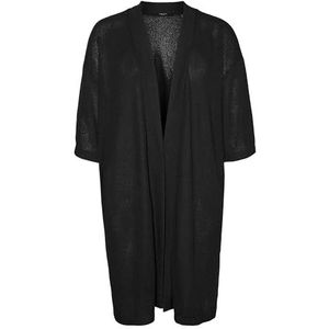 VERO MODA CURVE Vmceddie Ls Open Long Cardi Ga Cur Noos gebreide jas voor dames, zwart, 46-48 Grote maten