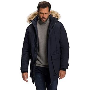 JP 1880 Heren grote maten grote maten Menswear L-8XL Parka, capuchon, afneembaar imitatiebont, ritssluiting, winddicht, waterafstotend 808604, zwart, 3XL