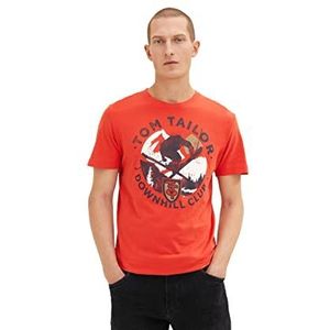 TOM TAILOR Uomini T-shirt met print 1034357, 11311 - Molten Lava Red, S