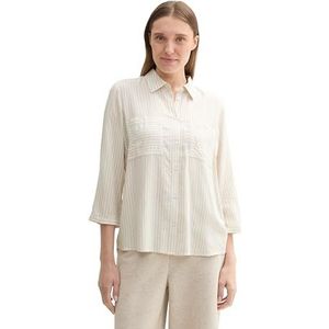 TOM TAILOR Damesblouse, 35911 - beige wit dunne streep, 46