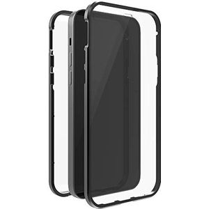 Black Rock - Hoes 360 graden glazen case, geschikt voor Apple iPhone 12/12 Pro, telefoonhoes, magneetsluiting, transparant, met zwart frame