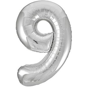 34"" Foil Silver Number 0 Balloon 9 9 9
