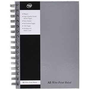 Pukka Pads Spiraal notitieboek WRULA5, gebonden, formaat A5, geperforeerd, gelinieerd, 160 pagina's, 90 g/m², 5 stuks, zilverkleurig