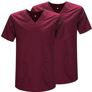 MISEMIYA - Verpakking van 2 stuks, unisex, gezondheidsnormen, uniform, medisch uniform, ref. 817 x 2, Granaatrood 21, 5XL