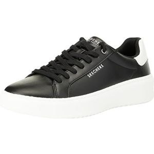 Skechers Heren Court Break Suit Sneaker, zwarte Duraleather/witte hiel trim, 9.5 UK, Zwarte Duraleather Witte Hiel Trim, 44 EU