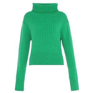 Libbi Blonda dames coltrui in lazy stijl, smalle pullover acryl groen maat XL/XXL, groen, XL