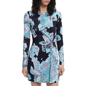 Jurk - Korte Jurk - Lange Mouwen - Ronde Hals - Arty-print - Gerecycled Polyester