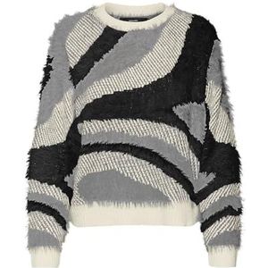 VERO MODA - VMCALLIE LS O-Neck - Gebreide Pullover - Birch - Handgrepen + Zwart