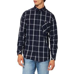 Urban Classics Heren hemd Basic Check Shirt geruit hemd, blauw (Navy/Wht 00159), S