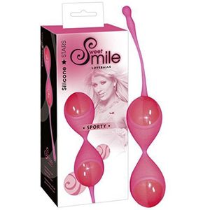 Sweet Smile Sporty Loveballs neonroze - zachte ballen voor stimulatie, liefdesballen voor effectieve bekkenbodemtraining van de vrouw, roze