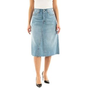 Decon - High-Waist Flared Rok - Blauw - 100% Katoen - Denim