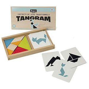 Jeujura JeujuraJ8144 Tangram spel in houten doos, multi-color