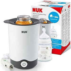 NUK Thermo Express Plus flessenwarmer | Verwarmt flessen in slechts 90 seconden | Voor potjes en flessen | Gebruik in auto of thuis | Auto-adapterkabel meegeleverd