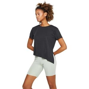 Koton Asymmetrisch sport-T-shirt voor dames, korte mouwen, ronde hals, antraciet (998), S
