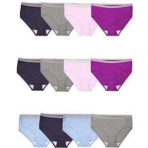 Fruit of the Loom Eversoft damesondergoed van katoen (regular & plus size), Lage taille - katoenmix - 12-pack - grijs/roze/blauw, 5