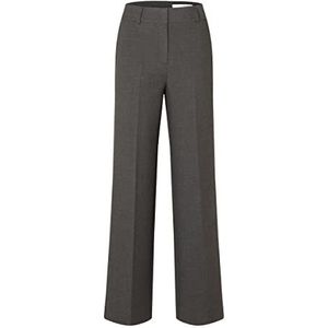 SELECTED FEMME Vrouwelijke broek met wijde pijpen geweven, dark grey melange, 40W x 32L