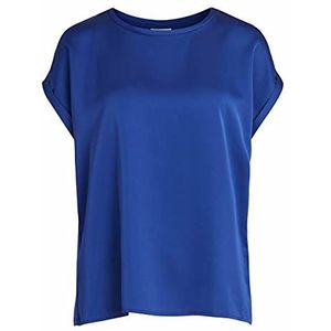 Vila Dames VEELLETTE S/S Satin TOP/SU-NOOS T-shirt, Mazarine Blue, 38, Mazarine Blue, 38