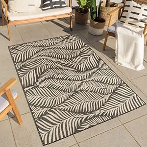 Tapijt, buitenmat, terras, buitentapijt, binnen, tapijt, lashart, buitenmat, geometrisch patroon, palmtapijt (120 x 160 cm, 1213 zwart)