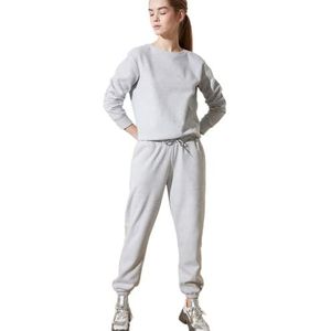 TRENDYOL Loungewear Trainingsbroek voor dames, medium tailleband, elastische broekspijpen, relaxed fit, grijs, S