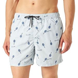 Heren Jack & Jones Korte zwemshorts bermuda broek vakantie zwembroek strand print design JJSWIM, Cashmere Blue, XL