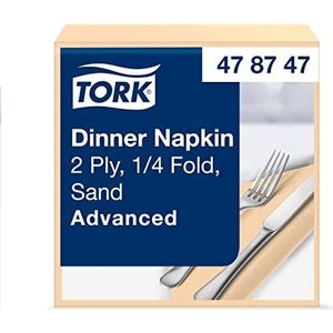 Tork Dinnerservet Zand, 150 servetten, 19.75cm x 19.5cm, 2 -laags. Advanced kwaliteit. 478747