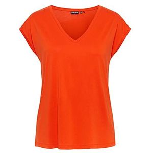 PIECES Pckamala Tee Noos Bc T-shirt voor dames, Tangerine Tango, S