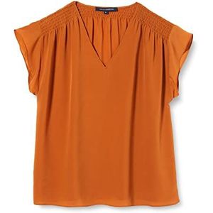 French Connection Dames crêpe lichte V-hals schouder top blouse honing brons, XL, Honing Brons, XL
