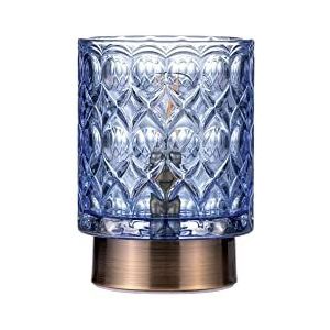 Pauleen 48242 Chic Glamour mobiele tafellamp glas tafellamp timerfunctie 6H batterij glazen lamp zonder kabel blauw/messing