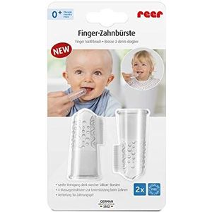 reer 79249 vingertandenborstel silicone 2 stuks, babytandenborstel van siliconen, latexvrij, transparant, 9 g