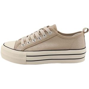 Sneakers - Effen - Textiel - Vetering met 6 Gaten - Platte Hak