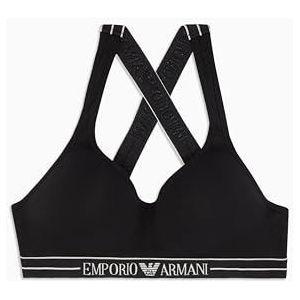 EMPORIO ARMANI Gewatteerde driehoekige beha voor dames, Zwart, L