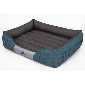 Hobbydog L PREBWG15 hondenbed Prestige L 65 x 50 cm grafiet met blauwe rooster, L, grijs, 1,8 kg