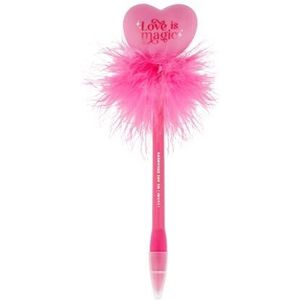 Legami - Balpen met helder hart, Love is Magic, roze inkt, led-pen om te schrijven voor kinderen en volwassenen, punt 0,7 mm, hart