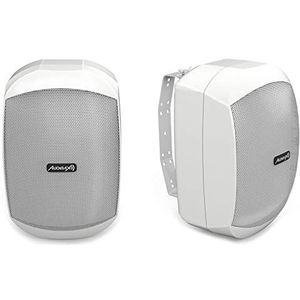 Audibax Ovo 5 White - HiFi passieve luidspreker - luidspreker IP65 - paar luidsprekers met 30 W continue luidsprekers, 100 V online vermogen, wandhouder inbegrepen, luidspreker met 12,7 cm (5 inch) woofer