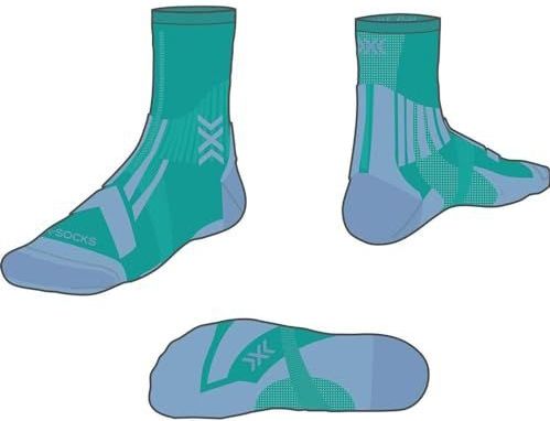 X-Socks® TRAILRUN PERFORM CREW, LAKE GROEN/SUNSET BLAUW, 45-47