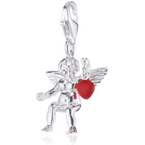 Thomas Sabo damesbedel Club-hanger engel 925 sterling zilver met een rood bont emaille hart 0414-007-10