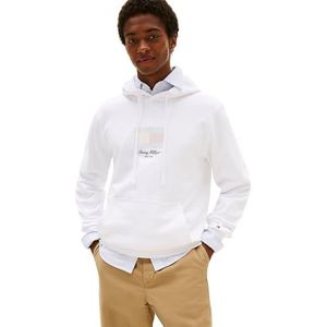 Tommy Hilfiger Heren ITHACA FLAG HOODIE MW0MW39377 Pullover Hoodie, Wit (Wit), XS, Wit (wit), XS