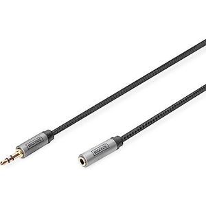 DIGITUS audio verlengkabel - 3,5mm jack naar 3,5mm jack aansluiting - aux kabel - stereo kabel - vergulde contacten - 3m - zwart - voor stereo-installaties, home cinema, soundbar, computer